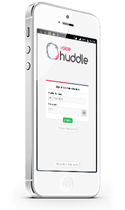 Login screen of Lets Huddle audio conference app in Iphone